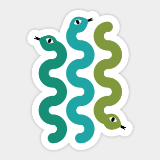 Squiggly Snakes on White – Retro 70s Wavy Snake Pattern Sticker